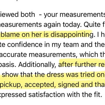 Perla Bridal - Proof the owner is a liar. First tells me I tried it on, now her response to my review she back tracks and agrees I never did. - Bridal Near Me - Las Vegas, Nevada Perla Bridal - Proof the owner is a liar. First tells me I tried it on, now her response to my review she back tracks and agrees I never did. - Bridal Near Me - Las Vegas, Nevada
