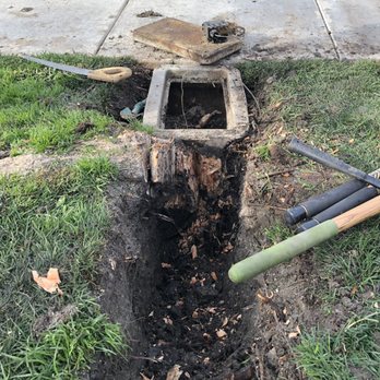 Mainline Plumbing - Cutting through all of the tree roots that have wrapped around the meter box. - Plumbing Near Me - Escalon, California Mainline Plumbing - Cutting through all of the tree roots that have wrapped around the meter box. - Plumbing Near Me - Escalon, California