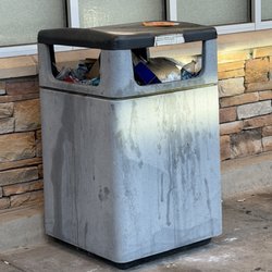 Nasty filled trash can. And the lot smelled.