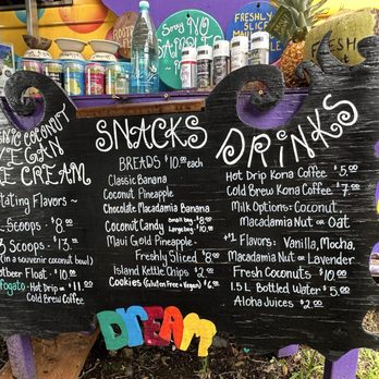 Coconut Glen's Ice Cream - Menu as of July 2025 - Ice Cream & Frozen Yogurt Near Me - Nahiku, Hawaii