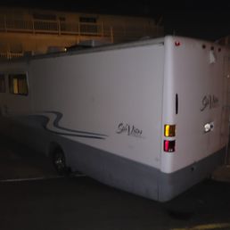 This is my RV (35 feet long and 20,000 pounds) stuck going up a driveway