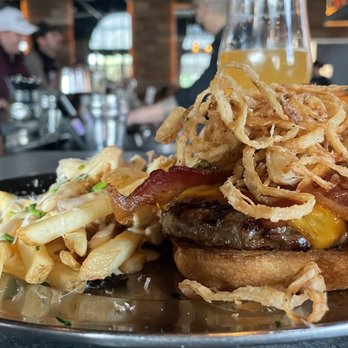 Eureka - Cowboy Burger with Truffle Cheese Fries - American Near Me - Santa Clara, California Eureka - Cowboy Burger with Truffle Cheese Fries - American Near Me - Santa Clara, California