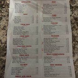 Jade East Chinese Restaurant - Menu