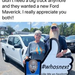 Jo Williams Ford - Gary and I and our new Maverick!!