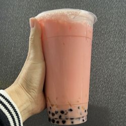 Harvest Fruit and Boba Tea - Strawberry milk tea with boba (tapioca pearls)