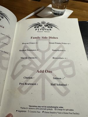 Menu photo 3 Pivovar Waco, TX