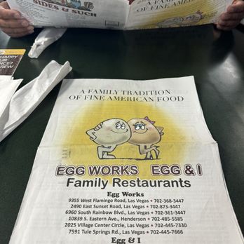 Egg Works - Newspaper style menus - American Near Me - Henderson, Nevada