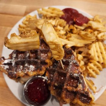 Waffle Stop - a plate of food on a wooden table - Breakfast & Brunch Near Me - Silverdale, Washington Waffle Stop - a plate of food on a wooden table - Breakfast & Brunch Near Me - Silverdale, Washington