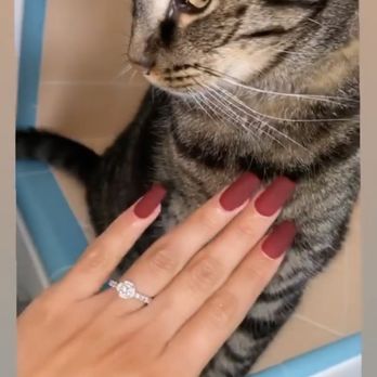 Nails Galore - Matte maroon coffin shaped - Nail Salons Near Me - Cypress, California