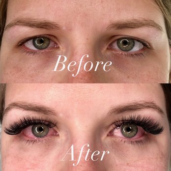 HYO Brows and Lashes Studio - Showing a before and after of my eyes normally and then the lashes added - Eyelash Service Near Me