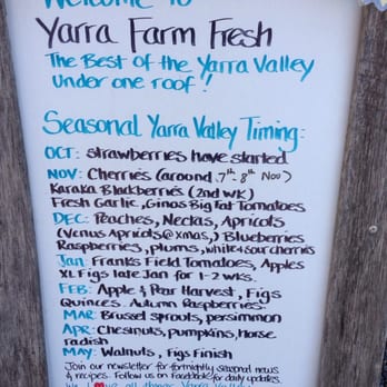 Farm Fresh Yarra Valley Produce - What's in season and available at Yarra farm fresh. - Food Near Me - Coldstream, VIC Farm Fresh Yarra Valley Produce - What's in season and available at Yarra farm fresh. - Food Near Me - Coldstream, VIC