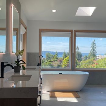 Masada Construction - After! The japandi style bathroom really brings out the view, and the brings out a great sense of serenity - General Contractors Near Me - Everett, Washington