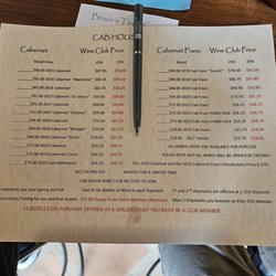 Hansen Vineyards & Winery - Wine tasting menu