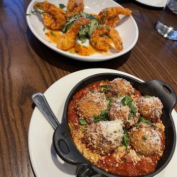 Burtons Grill & Bar - risotto fritters with house tomato sauce - New American Near Me - Gaithersburg, Maryland