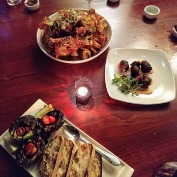 Fahrenheit - Appetizers - Grilled avocado, Cleveland Nachos, and chorizo stuffed dates - New American Near Me - Cleveland, Ohio