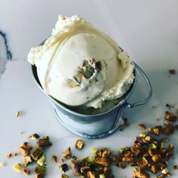 Two Dog Night Creamery - Amaretto Pistachio ice cream at Two Dog Night Creamery