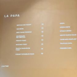 La Papa - Menu on wall