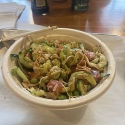 Create Your Own (2 Scoop Protein) (sushi rice, salmon, tuna, cucumber, edamame, ponzu sauce, sesame oil, avocado, crab salad, onion crisps)