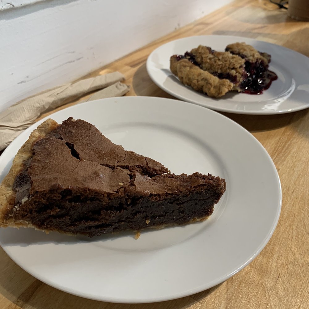 Pie Bar - Chocolate chess and blueberry crumble pies. The crust is so delicious. You can buy the mix or o think frozen crust from them - Desserts Near Me - Marietta, Georgia Pie Bar - Chocolate chess and blueberry crumble pies. The crust is so delicious. You can buy the mix or o think frozen crust from them - Desserts Near Me - Marietta, Georgia