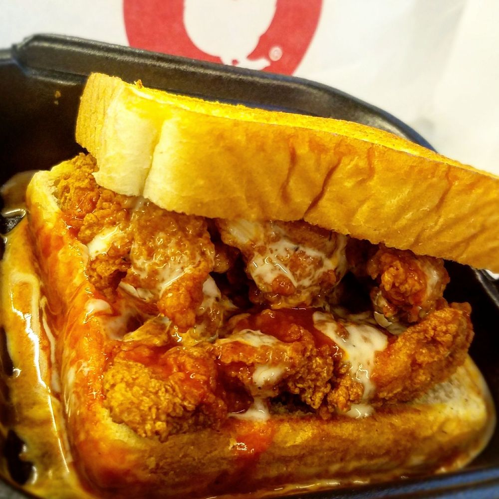 Zaxbys - Kickin' Chicken sandwich...served on Texas toast with this hot sauce and ranch on top..SOOO GOOD! - Chicken Wings Near Me - Richardson, Texas Zaxbys - Kickin' Chicken sandwich...served on Texas toast with this hot sauce and ranch on top..SOOO GOOD! - Chicken Wings Near Me - Richardson, Texas