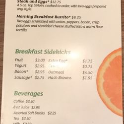 B'fast menu & prices