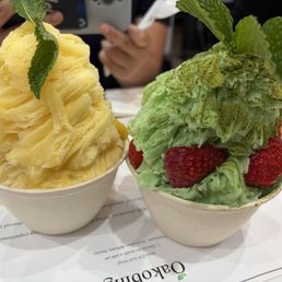 mango melon and matcha shaved ice mango melon and matcha shaved ice