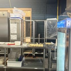 Work space visible to customers. Very cool to see someone making fresh items
