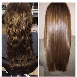 Salon Nadwa Hair Loss - Go from curly/frizzy hair to straight/smooth hair for months! Keratin treatment done by Val.