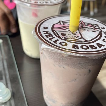 Hello Boba Cafe - Milk blast Chocolate w/ oreos & boba Milk tea honey dew w/ crystal boba - Bubble Tea Near Me - Macon, Georgia Hello Boba Cafe - Milk blast Chocolate w/ oreos & boba Milk tea honey dew w/ crystal boba - Bubble Tea Near Me - Macon, Georgia