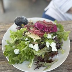 Little Fish Brewing Company - Beet patty atop a salad
