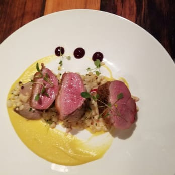Harper's Table - The duck with pureed squash, shallots, and corn. - New American Near Me - Suffolk, Virginia Harper's Table - The duck with pureed squash, shallots, and corn. - New American Near Me - Suffolk, Virginia