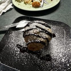 Shiloh Fish House - Deep fried peanut butter pie. It's unique. Drizzled with jelly.