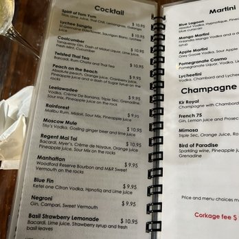 The Regent - Drink menu (cocktails and champagne) - Thai Near Me - Washington, DC, District of Columbia