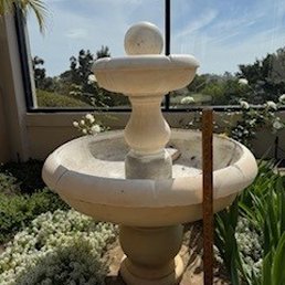 4 foot tall, 4 foot wide, heavy concrete fountain. 4 foot tall, 4 foot wide, heavy concrete fountain.
