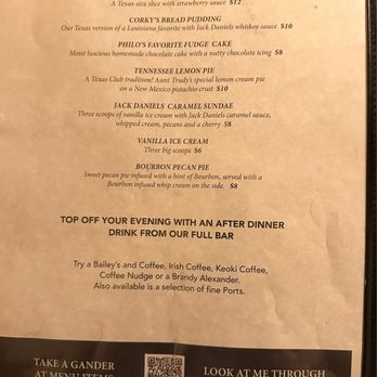 Texas Club - Dessert menu as of 5/4/2024. - Steakhouses Near Me - Ruidoso, New Mexico