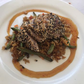 Anchor Down Dockside - Sesame ahi tuna - the rice was too hard and the tuna wasnt good either - Seafood Near Me - Seaford, New York Anchor Down Dockside - Sesame ahi tuna - the rice was too hard and the tuna wasnt good either - Seafood Near Me - Seaford, New York
