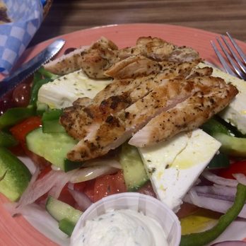 The Greek Grill - Large village salad with chicken. - Greek Near Me - Toronto, Ontario The Greek Grill - Large village salad with chicken. - Greek Near Me - Toronto, Ontario