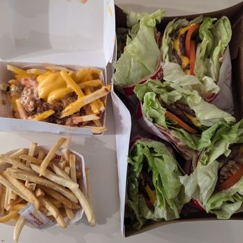In-N-Out Burger - 5 x 2x2 protein style 1 x fries well done 1 x animal style fries well done - Burgers Near Me - Anaheim, California