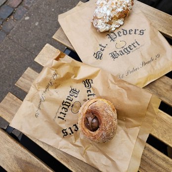 Sankt Peders Bageri - Almond croissant and something amazing filled with chocolate custard. No clue what the name was but, YUM! - Bakeries Near Me - Copenhagen, 84 Sankt Peders Bageri - Almond croissant and something amazing filled with chocolate custard. No clue what the name was but, YUM! - Bakeries Near Me - Copenhagen, 84