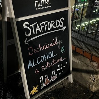 Stafford's Public House - a blackboard with chalk writing - Bar Crawl Near Me - Savannah, Georgia Stafford's Public House - a blackboard with chalk writing - Bar Crawl Near Me - Savannah, Georgia