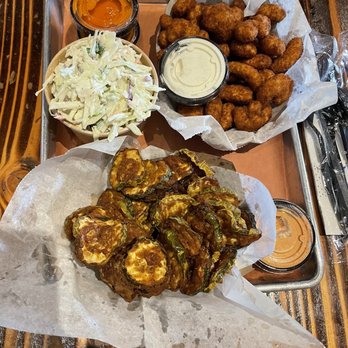 More Than Q - Fried Pickles with Cajun Remoulade and Shrimp - Barbeque Near Me - Princeton, New Jersey More Than Q - Fried Pickles with Cajun Remoulade and Shrimp - Barbeque Near Me - Princeton, New Jersey