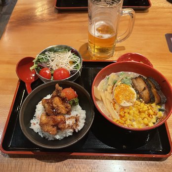RAMEN-SAN - express lunch; Tonkotsu Ramen with a rice plate of the Karaage chicken - Ramen Near Me - Chicago, Illinois RAMEN-SAN - express lunch; Tonkotsu Ramen with a rice plate of the Karaage chicken - Ramen Near Me - Chicago, Illinois