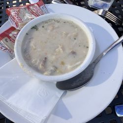 Mary's Bleue Moon Cafe - The chowder we don't touch it. Not good!!!