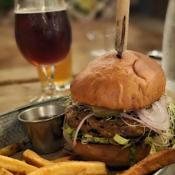 Divided Sky Tavern - Veganized veggie burger and Lost Coast Downtown Brown - American Near Me - Fair Oaks, California Divided Sky Tavern - Veganized veggie burger and Lost Coast Downtown Brown - American Near Me - Fair Oaks, California