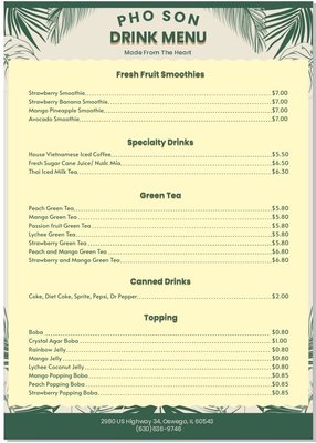 Menu photo 7 Pho Son Oswego, IL