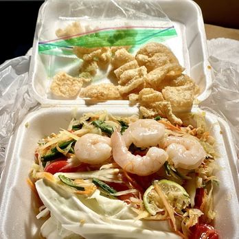 Bangkok Restaurant and Lounge - Papaya Salad w/ a side of Shrimps - Thai Near Me - Amarillo, Texas Bangkok Restaurant and Lounge - Papaya Salad w/ a side of Shrimps - Thai Near Me - Amarillo, Texas