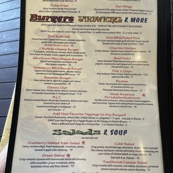 Zax Restaurant - Menu - Pizza Near Me - Moab, Utah Zax Restaurant - Menu - Pizza Near Me - Moab, Utah