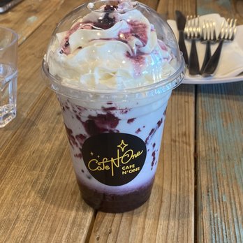Cafe N One - Iced blueberry latte - Desserts Near Me - Markham, Ontario