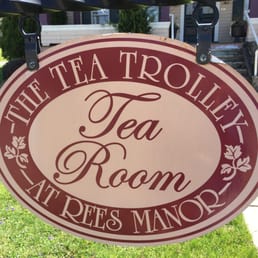 a sign for the tea room