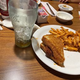 Gross sandwich and empty Iced Teas